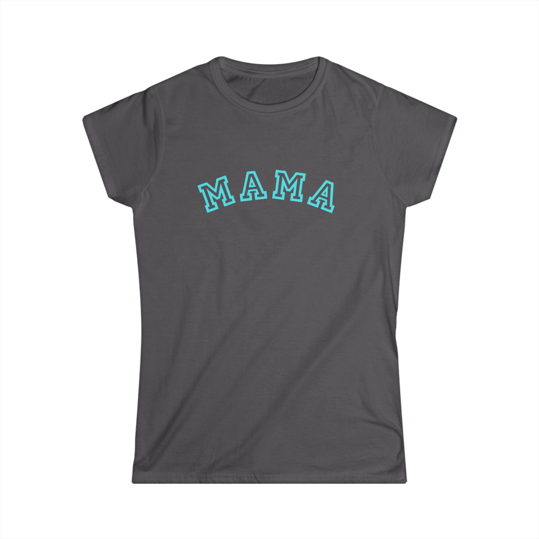 Mama Arched Tee | Collegiate Arch Lettering, Aqua Blue