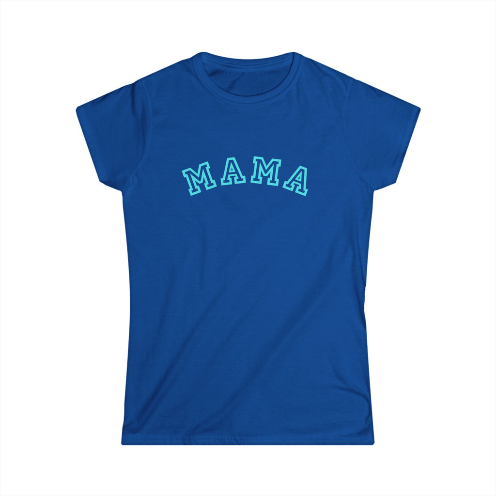 Mama Arched Tee | Collegiate Arch Lettering, Aqua Blue