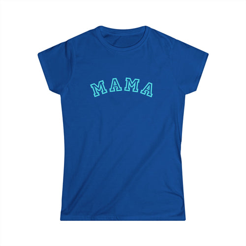 Mama Arched Tee | Collegiate Arch Lettering, Aqua Blue